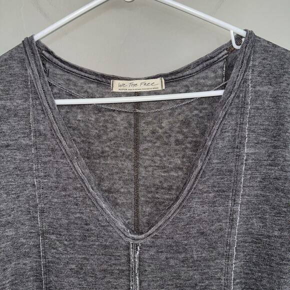 We The Free Sammie Pleated Top Woman’s Sz M Gray Oversized Raw Edge Pleated - Picture 4 of 10